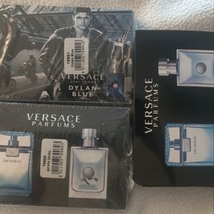 50 VERSACE DYLAN BLUE +97 VERSACE pour homme & VERSACE EAU FRAICHE sample cards